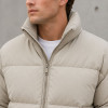 Custom Beige Oversized Stand Collar Puffer Jacket