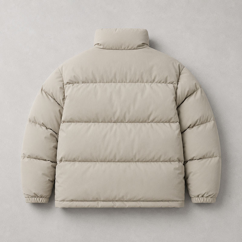 Custom Beige Oversized Stand Collar Puffer Jacket