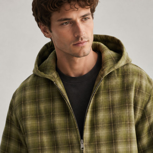Custom Vintage Plaid Hooded Jacket for Streetwear Brands