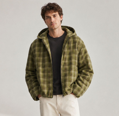 Custom Vintage Plaid Hooded Jacket for Streetwear Brands