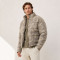 Custom Beige Leopard Print Stand Collar Puffer Jacket