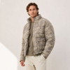 Custom Beige Leopard Print Stand Collar Puffer Jacket