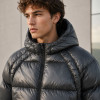 Custom Charcoal Grey Cropped Hooded Puffer Jacket