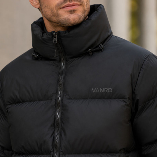 Custom Black Classic Stand Collar Puffer Jacket