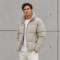 Custom Beige Oversized Stand Collar Puffer Jacket
