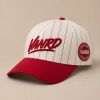 White Red Pinstripe Baseball Cap with Side Patch