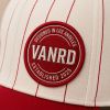 White Red Pinstripe Baseball Cap with Side Patch