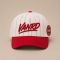 White Red Pinstripe Baseball Cap with Side Patch