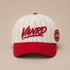 White Red Pinstripe Baseball Cap with Side Patch