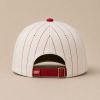 White Red Pinstripe Baseball Cap with Side Patch