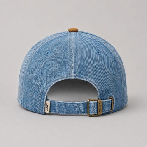 Vintage Washed Denim Dad Hat with Suede Bill