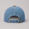 Vintage Washed Denim Dad Hat with Suede Bill