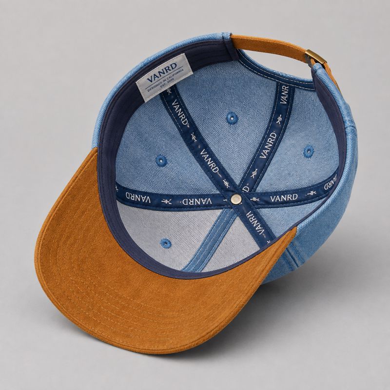 Vintage Washed Denim Dad Hat with Suede Bill - VANRD