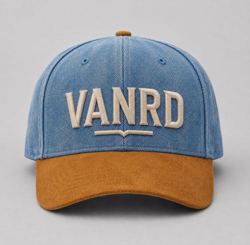 Vintage Washed Denim Dad Hat with Suede Bill
