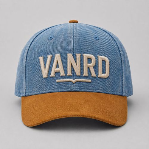Vintage Washed Denim Dad Hat with Suede Bill