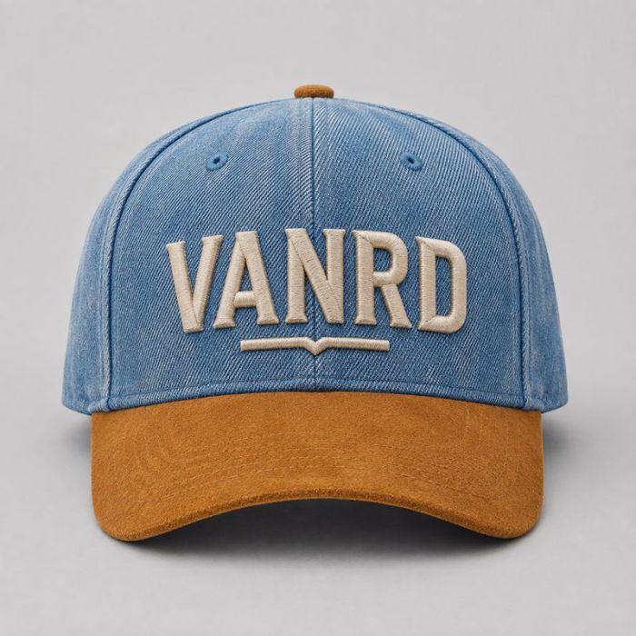 Vintage Washed Denim Dad Hat with Suede Bill