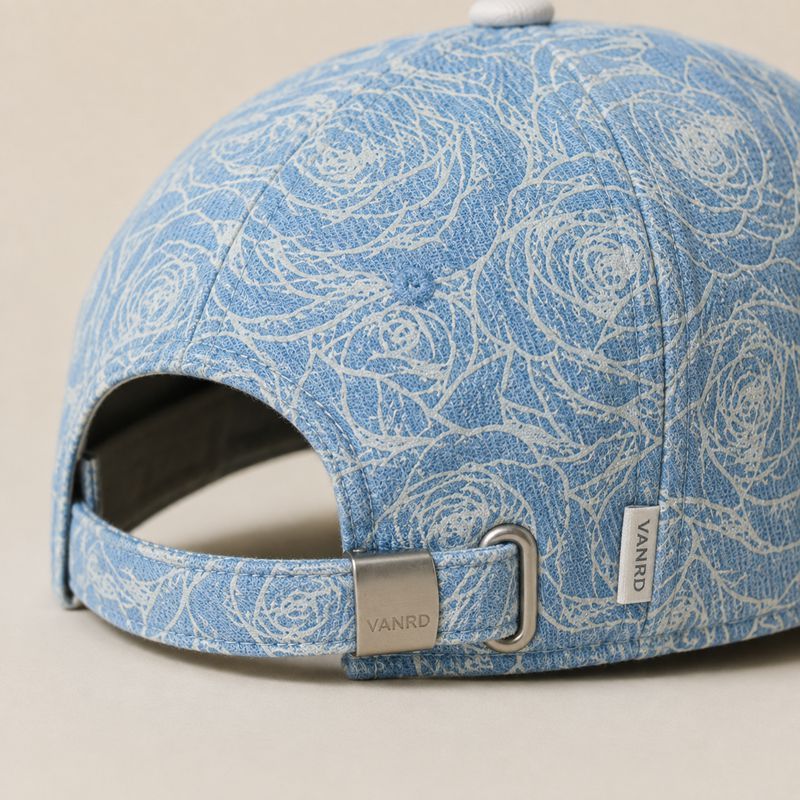 Rose All-Over Print Denim Baseball Cap - VANRD