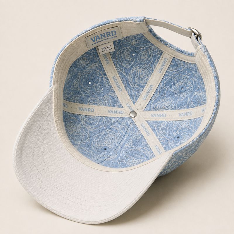 Rose All-Over Print Denim Baseball Cap - VANRD