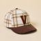 Corduroy Bill Plaid Snapback Cap with Chenille V
