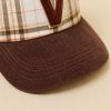Corduroy Bill Plaid Snapback Cap with Chenille V