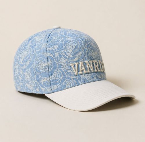 Rose All-Over Print Denim Baseball Cap