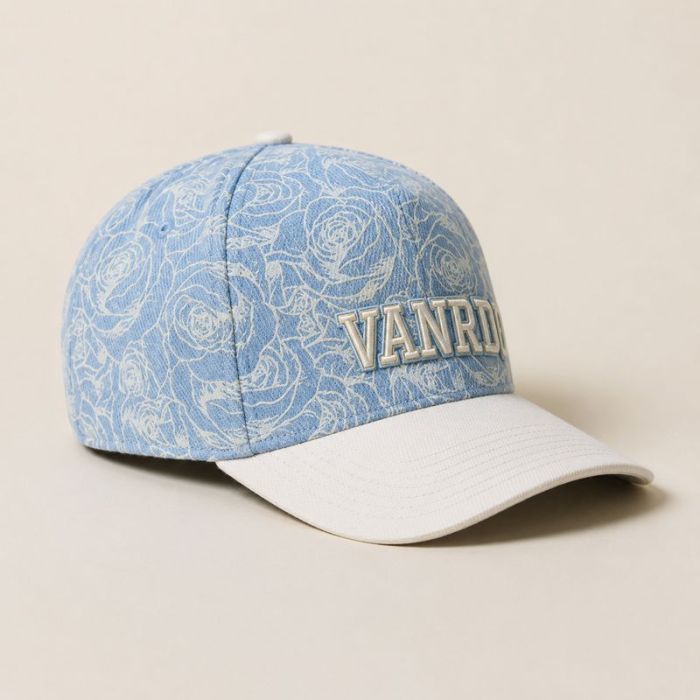 Rose All-Over Print Denim Baseball Cap
