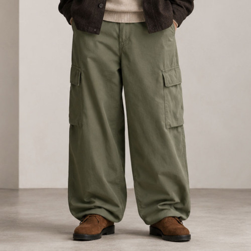 Custom Olive Cargo Pants with Flap Thigh Pockets
