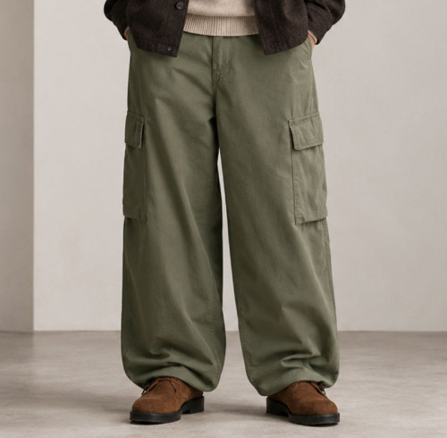 Custom Olive Cargo Pants with Flap Thigh Pockets
