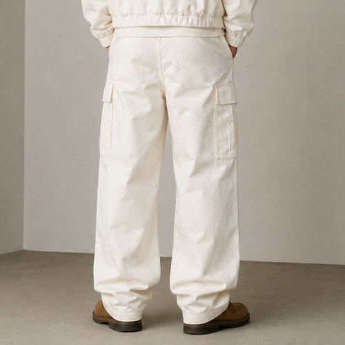 Custom Off-White Cargo Pants with Flap Pocket Details