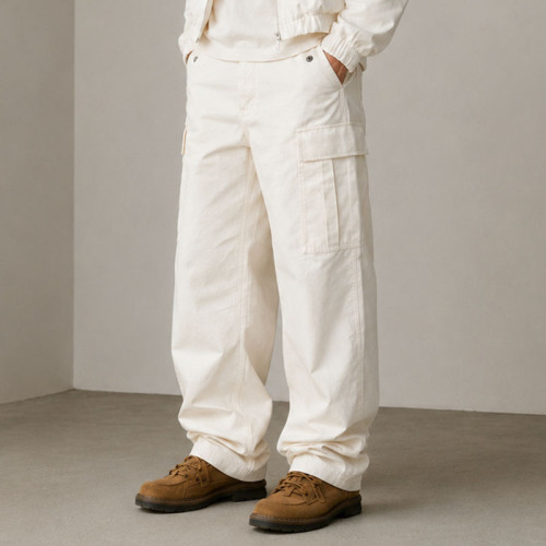 Custom Off-White Cargo Pants with Flap Pocket Details