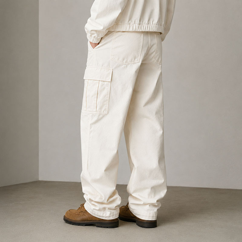 Custom Off-White Cargo Pants with Flap Pocket Details