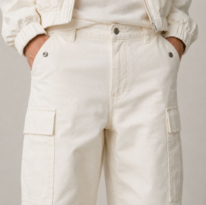 Custom Off-White Cargo Pants with Flap Pocket Details