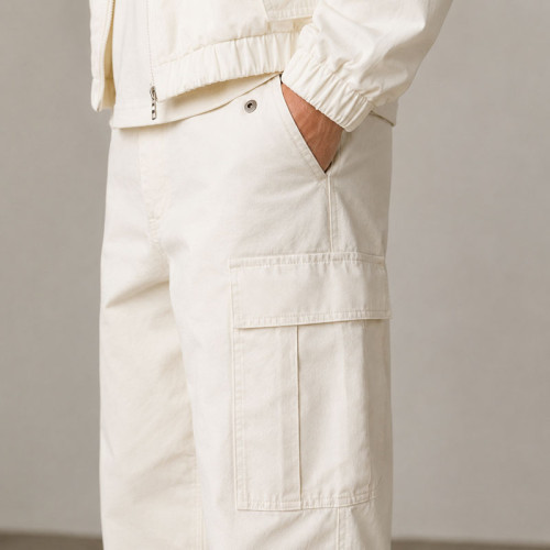 Custom Off-White Cargo Pants with Flap Pocket Details