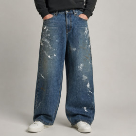 Custom Paint Splash Baggy Denim Jeans