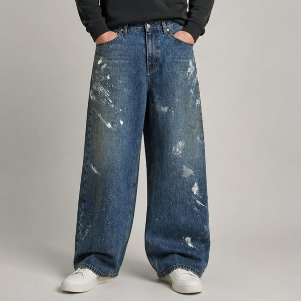 Custom Paint Splash Baggy Denim Jeans