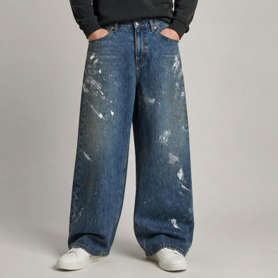 Custom Paint Splash Baggy Denim Jeans