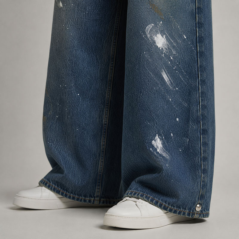 Custom Paint Splash Baggy Denim Jeans
