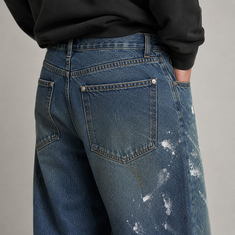 Custom Paint Splash Baggy Denim Jeans