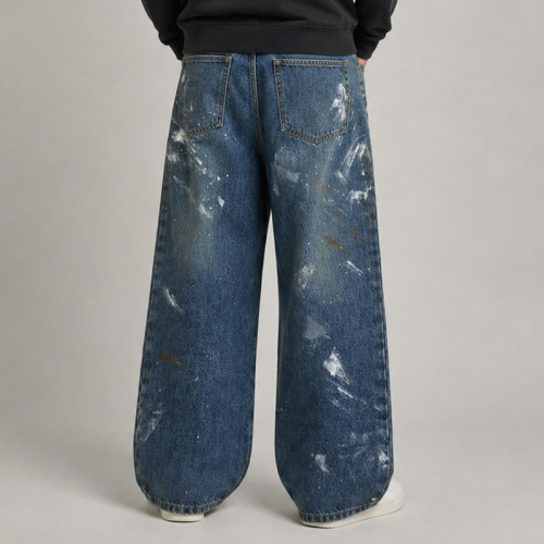 Custom Paint Splash Baggy Denim Jeans