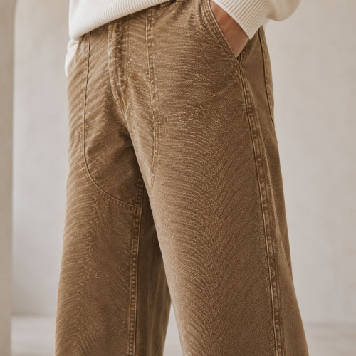Custom Washed Whipcord Straight Leg Pants