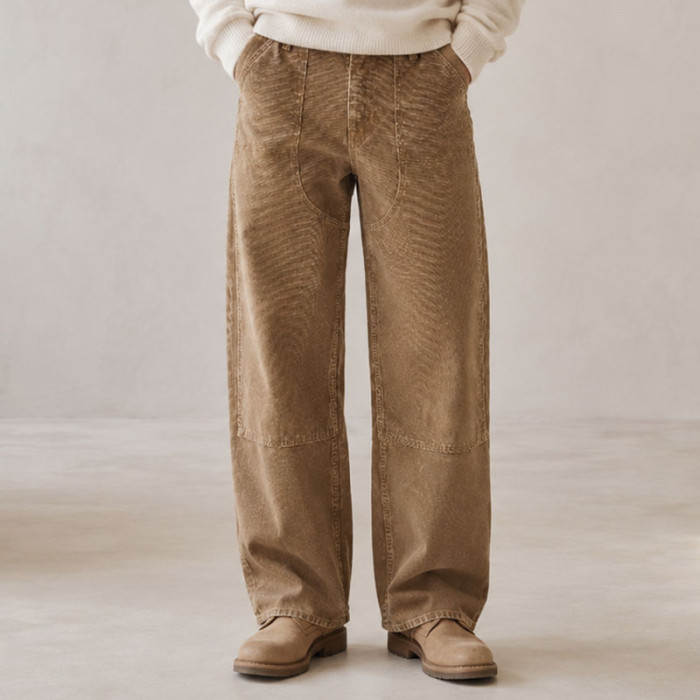 Custom Washed Whipcord Straight Leg Pants