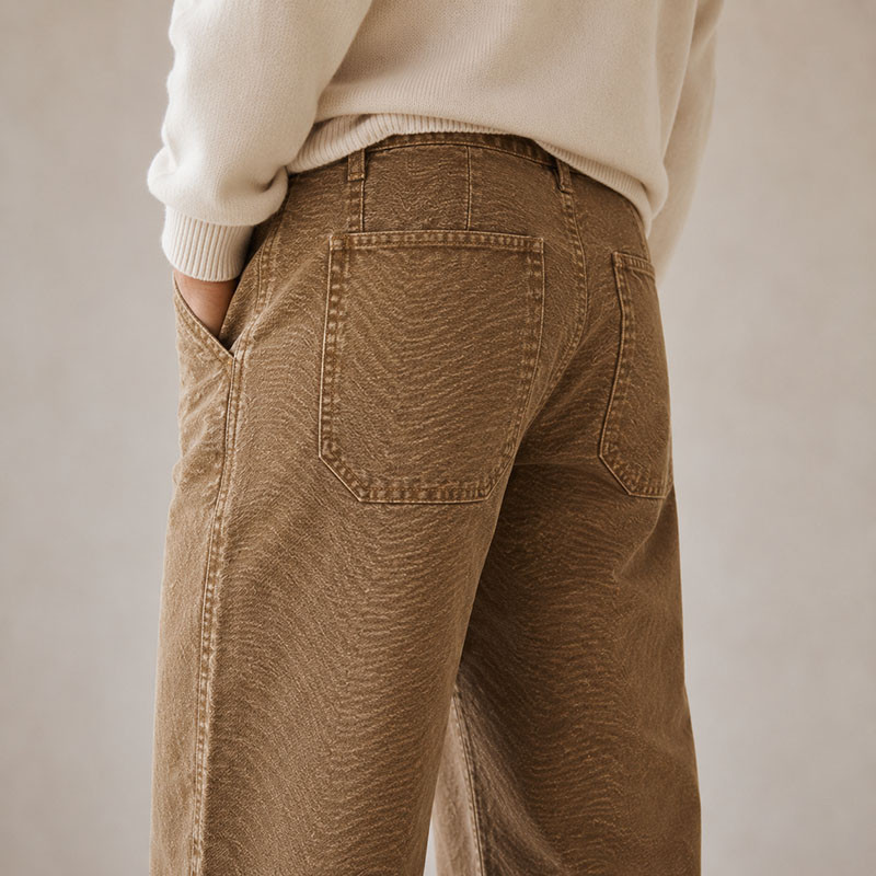 Custom Washed Whipcord Straight Leg Pants