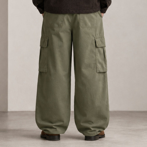 Custom Olive Cargo Pants with Flap Thigh Pockets