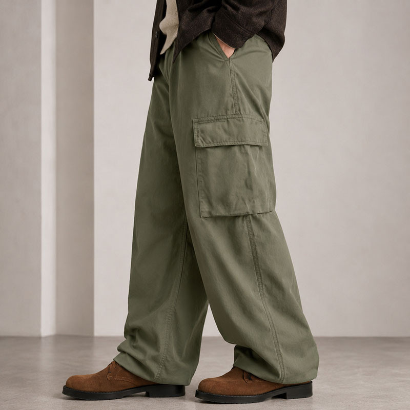 Custom Olive Cargo Pants with Flap Thigh Pockets
