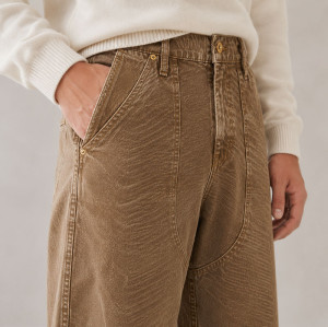 Custom Washed Whipcord Straight Leg Pants