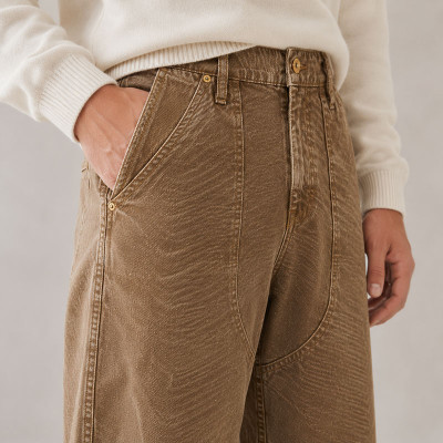 Custom Washed Whipcord Straight Leg Pants