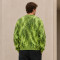 Custom Fuzzy Green V-Neck Knit Cardigan Sweater