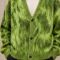 Custom Fuzzy Green V-Neck Knit Cardigan Sweater