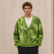 Custom Fuzzy Green V-Neck Knit Cardigan Sweater