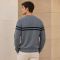 Custom Contrast Yoke Stripe Grey Crewneck Knit Sweater